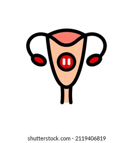 Menopause color icon. Uterus flat icon. Pictogram of female organ. Vector sign for web graphics.