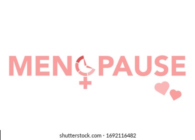 Menopause icon awareness. Woman fertility age clock menstrual period.