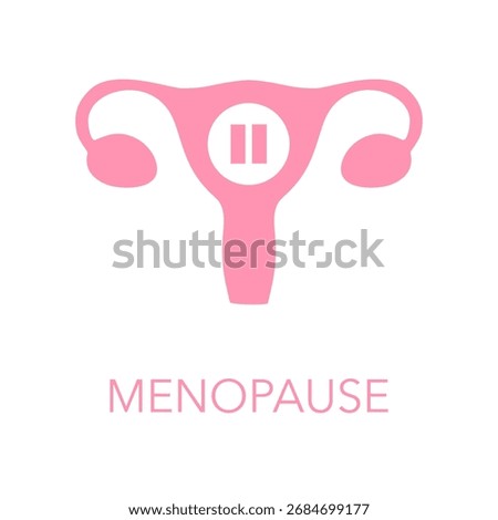 Menopause Icon. Illustration of a Uterus with Pause Symbol, Representing Menopausal Transition and Reproductive Health