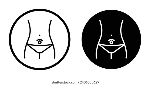 Menopause icon set. Women menstruation cycle vector symbol in black filled and outlined style.