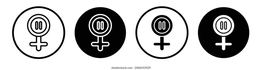 Menopause icon set. Women menstruation cycle vector symbol in black filled and outlined style.