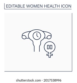 Menopause line icon. Women menstrual cycles end. Climacteric. Health care. Woman health concept. Isolated vector illustration.Editable stroke