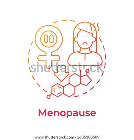 Menopause red gradient concept icon. Menstrual periods stop. Decline in hormones. Climacteric stage. Round shape line illustration. Abstract idea. Graphic design. Easy to use in blog post