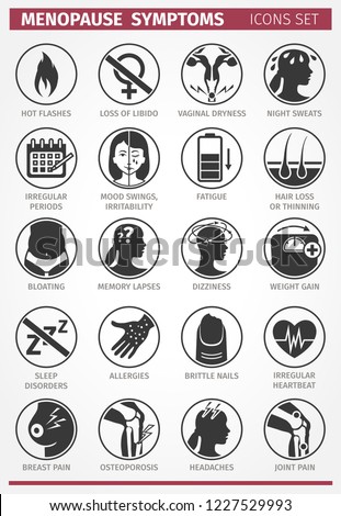 Menopause Symptoms Vector Set Icons Stock Vector Royalty Free