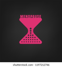 Menopause vector icon. Editable illustration in a shape of sand clock  in pink color isolated on a dark grey background. Medical, healthcare and feminine concept.