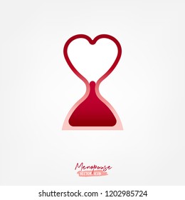 Menopause vector icon. Editable illustration in a shape of sand clock in pink and red colors isolated on a white background. Medical, healthcare and feminine concept.