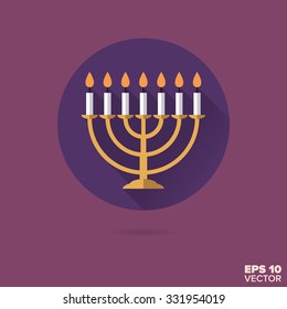 menora candleholder flat design vector icon