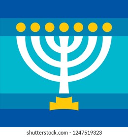 Menorah (ancient Hebrew seven-candleholder), sacred candelabrum with seven lamps, used in The Temple in Jerusalem. 
Traditional Religious Symbol of Judaism since ancient times.