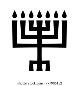 Menorah (ancient Hebrew seven-candleholder), sacred candelabrum with seven lamps, used in The Temple in Jerusalem. 
Traditional Religious Symbol of Judaism since ancient times.