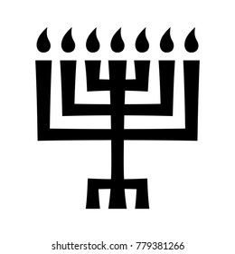 Menorah (ancient Hebrew seven-candleholder), sacred candelabrum with seven lamps, used in The Temple in Jerusalem. 
Traditional Religious Symbol of Judaism since ancient times.