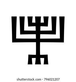 Menorah (ancient Hebrew seven-candleholder), sacred candelabrum with seven lamps, used in The Temple in Jerusalem. 
Traditional Religious Symbol of Judaism since ancient times.