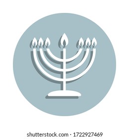 Menorah badge icon. Simple glyph, flat vector of world religiosity icons for ui and ux, website or mobile application