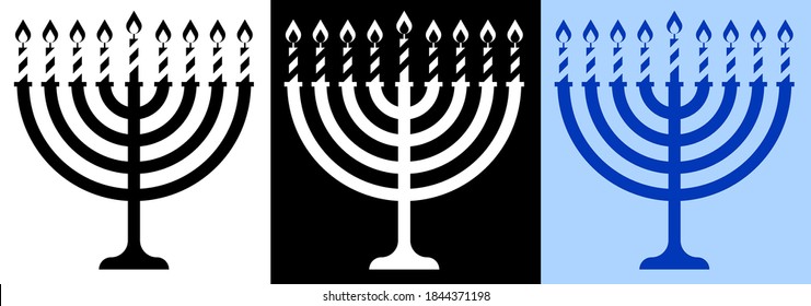 Menorah candle icon. Jewish holiday of Hanukkah. Holiday elements. Vector