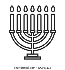 menorah, candle vector icon in simple outline style. This icon are perfect for your websites and applications.