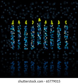 Menorah candles formed out of defocused lights