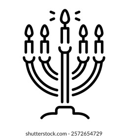 Menorah candles icon in linear style 