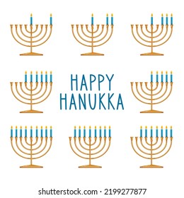 Menorah, candles lighting order. Hanukkah Clipart.