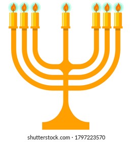 Menorah with candles vector cartoon illustration isolated on a white background.