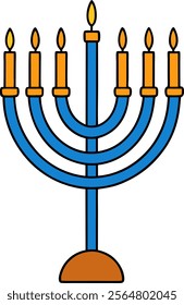 Menorah candlestick icon vector art, Menorah vector silhouette, Silhouette of menorah modern style, vector illustration