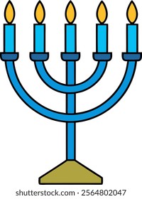 Menorah candlestick icon vector art, Menorah vector silhouette, Silhouette of menorah modern style, vector illustration