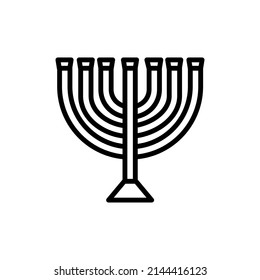 Menorah candlestick line color icon. Isolated vector element. Outline pictogram for web page, mobile app, promo