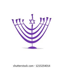 Menorah in cartoon style. Flat cartoon illustration  isolated on white background.