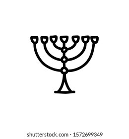 menorah doodle icon, vector illustration
