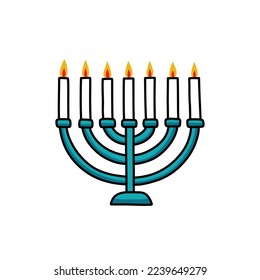 menorah doodle icon, vector illustration