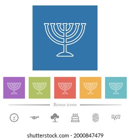 Menorah flache, weiße Symbole auf quadratischem Hintergrund. 6 Bonussymbole sind im Lieferumfang enthalten.