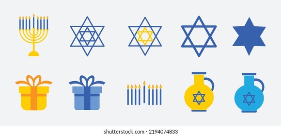 Menorah Glyph Icon set, happy hanukkah