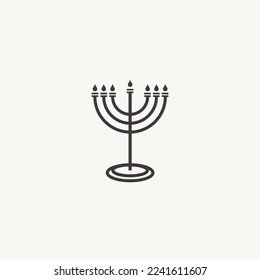 Menorah hanukkah candle logo vector icon illustration