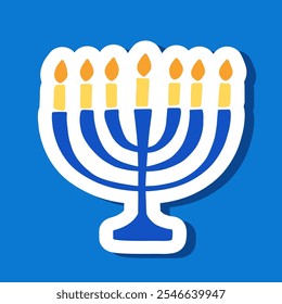 Cartão comemorativo de Menorah Hanukkah. Modelo de banner elegante feriado judaico. Panfleto, cartaz, etiqueta adesiva, desenho de convite. Ilustração vetorial