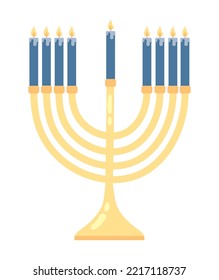 menorah hanukkah icon flat isolated