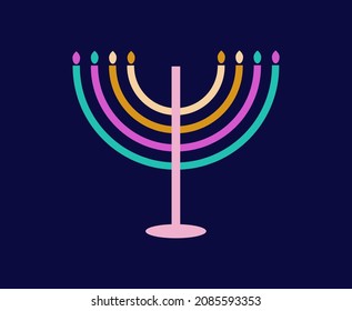 Menorah for the Hanukkah icon. Jewish holiday. Israel, the religion of Judaism. Traditions and culture of the country. Vector.