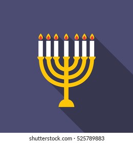 Menorah For Hanukkah Icon. Vector Illustration