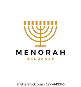 menorah hanukkah judaism jews candle logo vector icon illustration