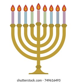 Menorah for Hanukkah. Religion icon. Vector illustration.