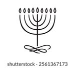 menorah Hanukkah shape Illustration doodle hand drawn icon. Outline drawing menorah Hanukkah line clipart symbol. Vector illustration