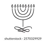 menorah Hanukkah shape Illustration doodle hand drawn icon. Outline drawing menorah Hanukkah line clipart symbol. Vector illustration
