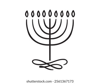 menorah Hanukkah shape Illustration doodle hand drawn icon. Outline drawing menorah Hanukkah line clipart symbol. Vector illustration