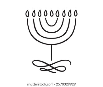 menorah Hanukkah shape Illustration doodle hand drawn icon. Outline drawing menorah Hanukkah line clipart symbol. Vector illustration