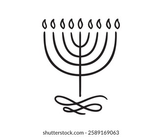 menorah Hanukkah shape Illustration doodle hand drawn icon. Outline drawing menorah Hanukkah line clipart symbol. Vector illustration