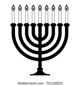 Menorah Symbol Seven Candles Black White Stock Vector (royalty Free 