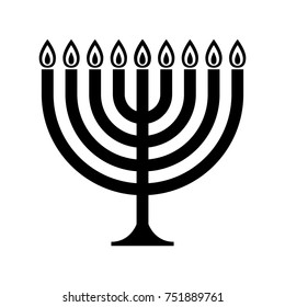 Menorah for Hanukkah. Silhouette flat style menorah silhouette. Religion icon. Vector illustration. Menorah Silhouette.