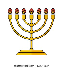 Menorah for Hanukkah, Vector illustration. Religion icon. Silhouette. Flat style.