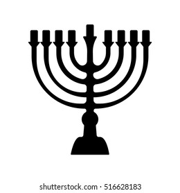 Menorah for Hanukkah, Vector illustration. Religion icon. Silhouette Flat style