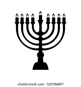 Menorah für Hanukka, Vektorgrafik. Religion-Symbol. Silhouette Flat Style