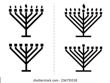 Menorah / hanukkiah with / without lights, candles