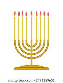 Menorah, happy hanukkah, judaism religious holiday hebrew celebration. Candelabrum with candles. Hebrew lampstand isolated. Jewish holiday. 