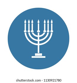 Menorah icon in Badge style  on white background